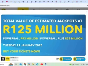 Today 2021 Jan 21 Powerball Records High at R125 million