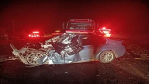 A somber scene of a traffic accident in Mpumalanga, highlighting the dangers of reckless driving during the Easter holiday.