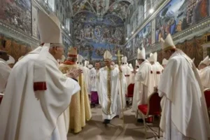 Pope Leo XIV delivering his first homily, emphasizing the Catholic Church's need to combat the lack of faith.