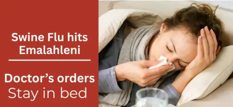 Swine Flu patient in eMalahleni bed, highlighting H1N1 impact and need for prevention.