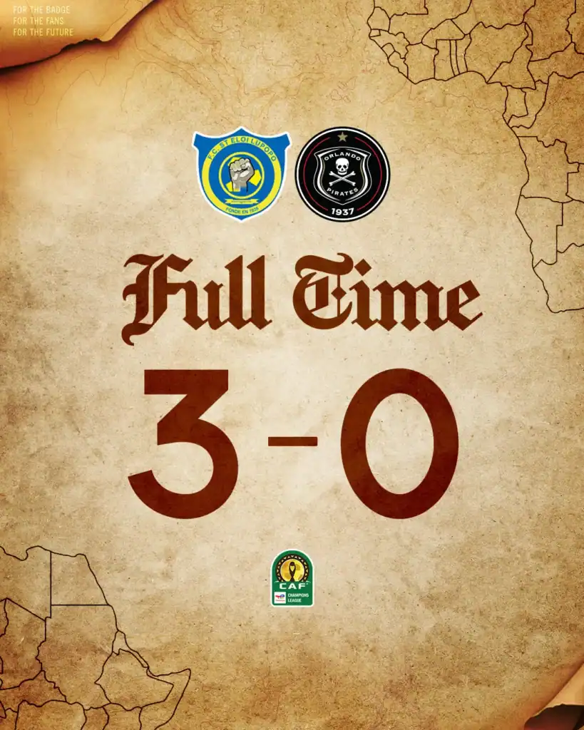 Orlando Pirates beaten 3-0 by Saint Eloi Lupopo in CAF Champions League first leg played in Lubumbashi.