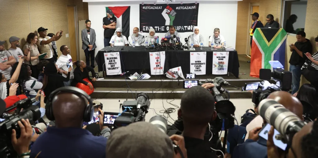 South African Global Sumud Flotilla activists describe detention and abuse by Israeli forces.