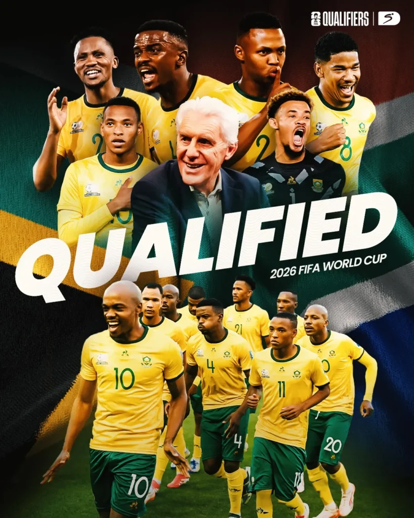 South Africa celebrates World Cup 2026 qualification with Bafana Bafana victory over Rwanda