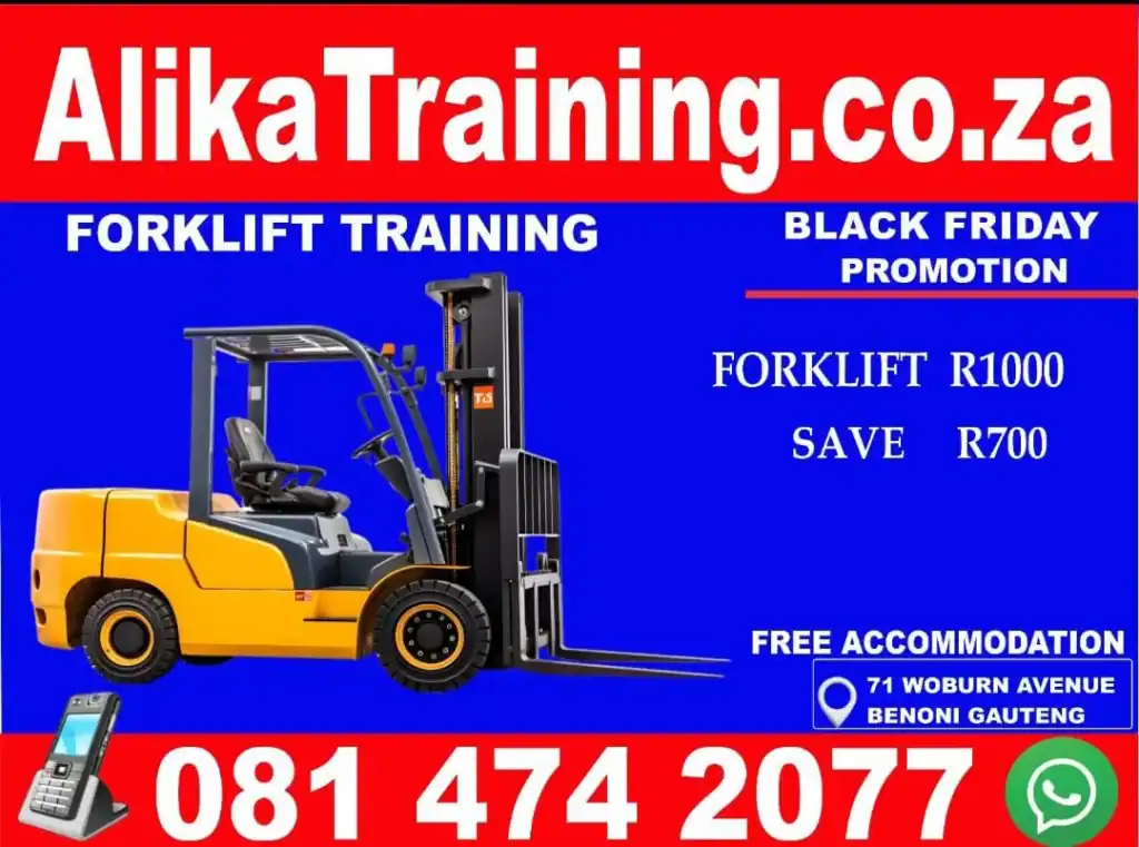 Alika Training Black Friday special: Forklift training course for R1000, save R700.