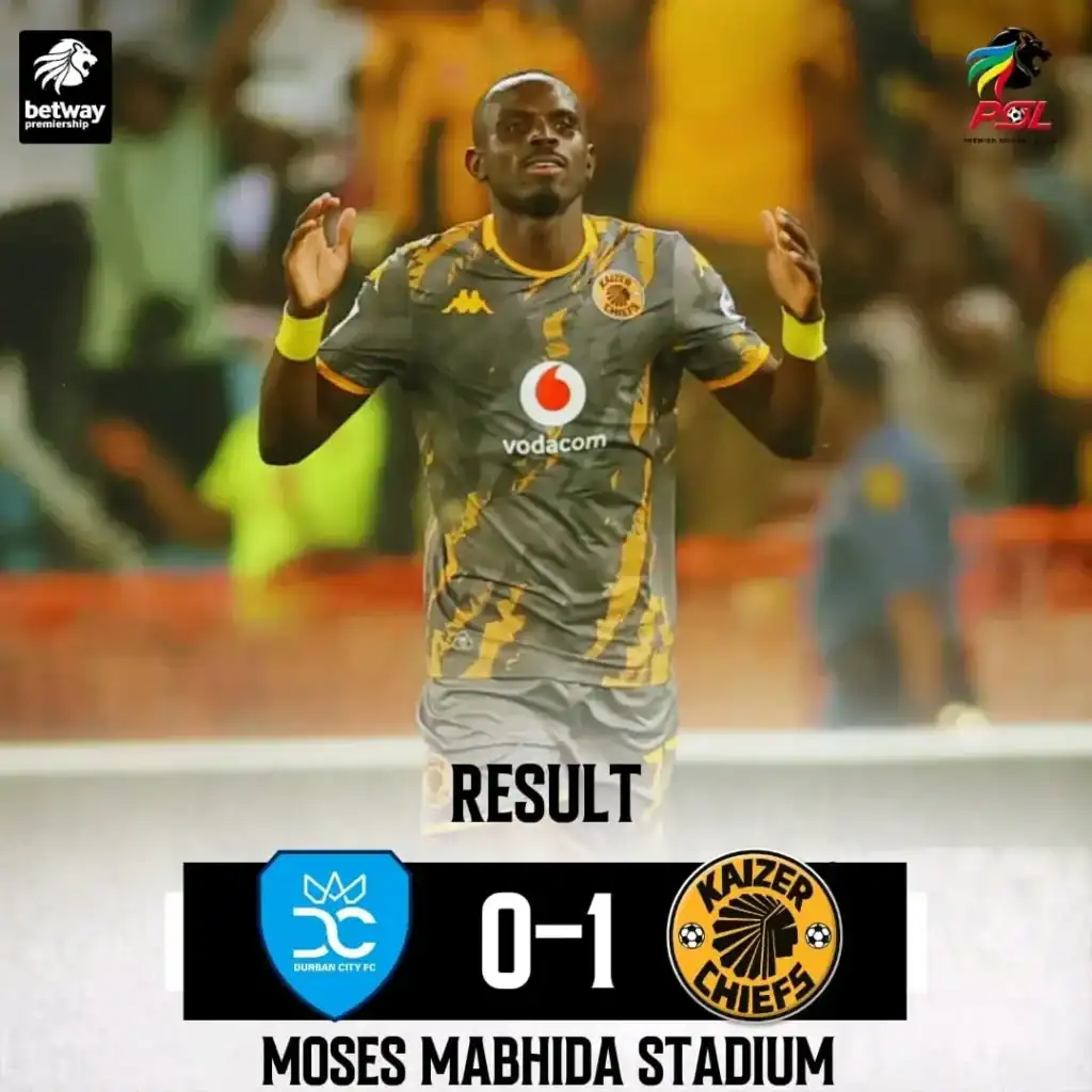 Kaizer Chiefs beats Durban City 1-0 at Moses Mabhida Stadium with Da Silva scoring and Mthethwa starring.