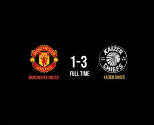 Kaizer Chiefs U21 players celebrate their 3-1 win over Manchester United U21 on their UK tour.