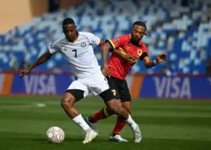 Angola vs Zimbabwe AFCON 2025 end in Draw: Knowledge Musona celebrates equalizing goal.
