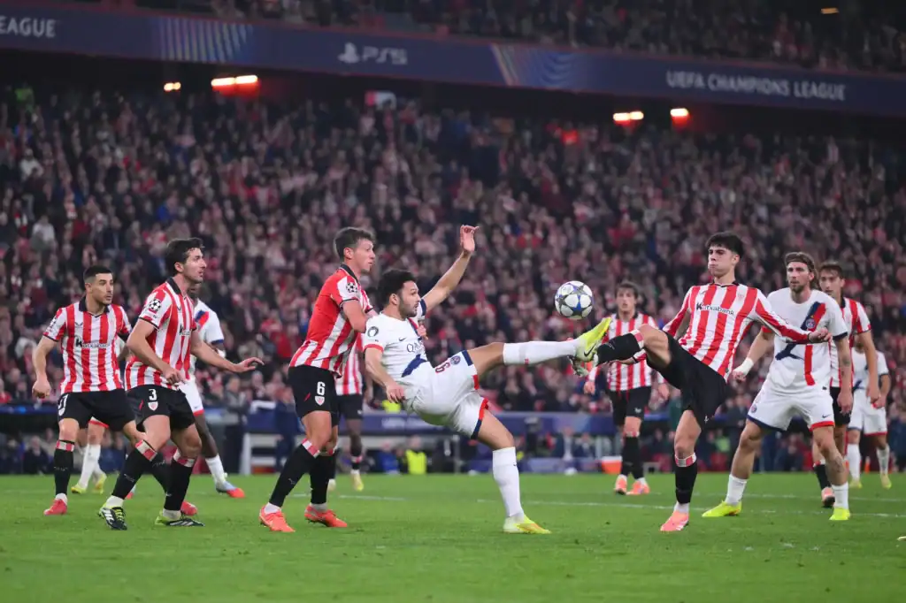 Athletic Club vs PSG played out a tense 0-0 draw in UEFA Champions League match action at San Mamés.