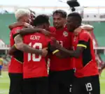 Mozambique players celebrating their 3-2 victory over Gabon in AFCON 2025.