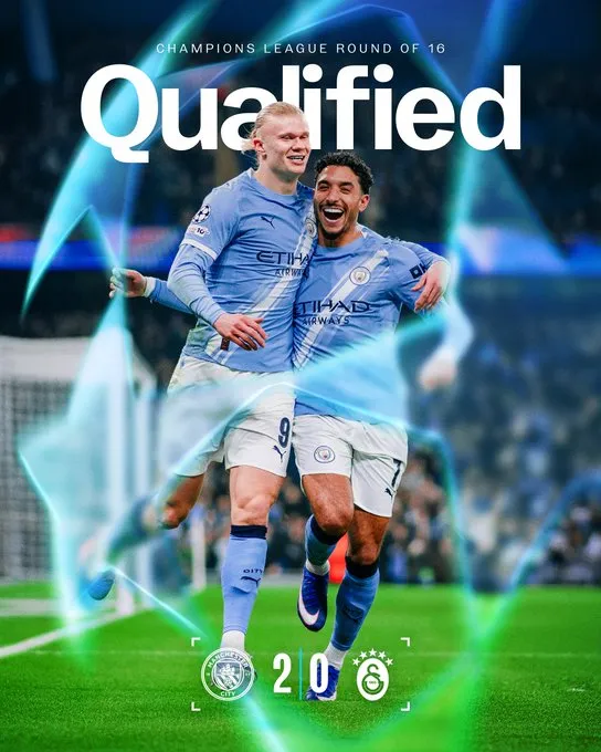 Manchester City celebrate after confirming round of 16 qualification in the UEFA Champions League 2025–26