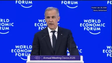 Mark Carney speaks at Davos warning the rules-based international order is ending amid global power rivalry