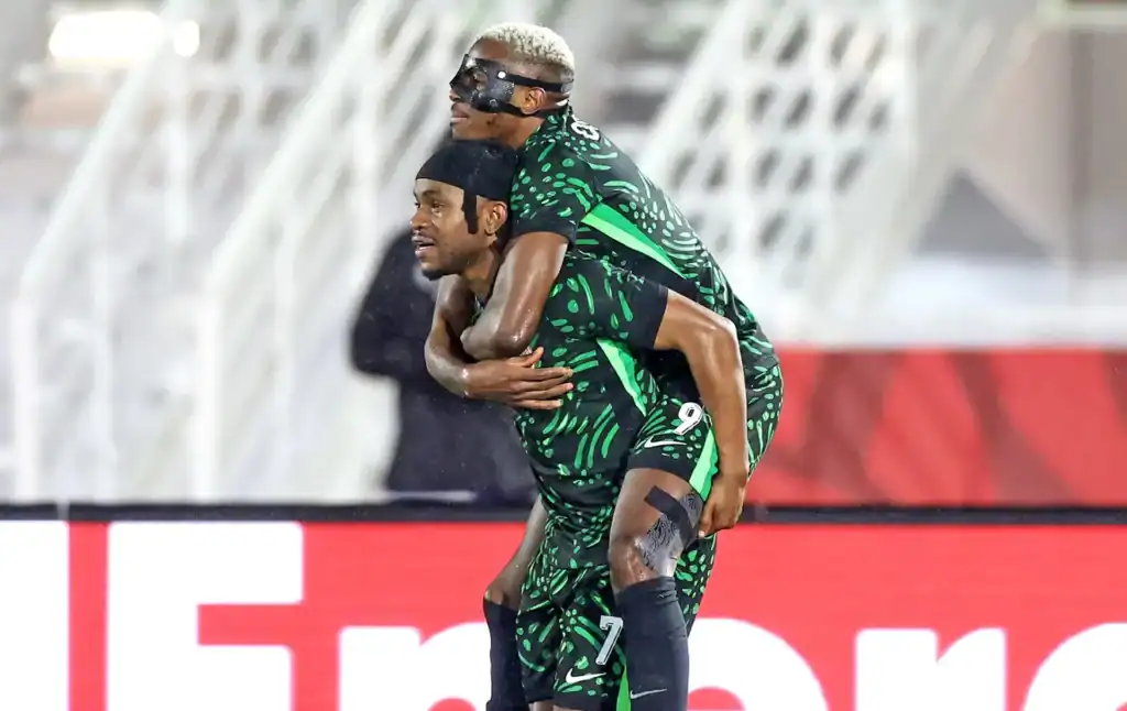 Victor Osimhen celebrates scoring for Nigeria against Mozambique in the AFCON 2025 round of 16.