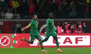 Sadio Mané celebrates scoring the winning goal for Senegal against Egypt in the 2025 AFCON semifinal.