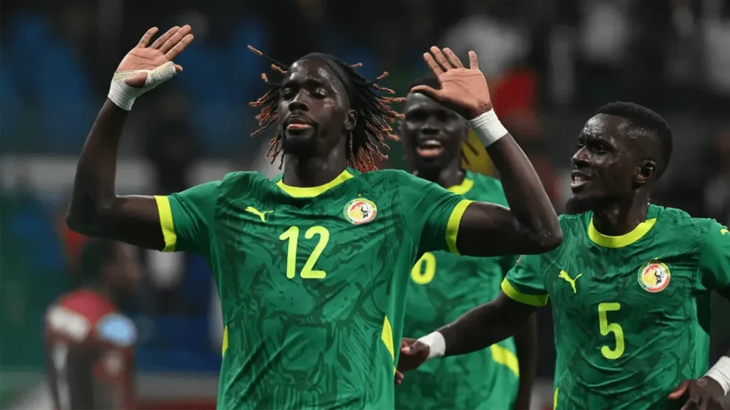 Senegal players celebrate after Senegal beat Sudan 3-1 to secure quarter-final spot in AFCON2025.