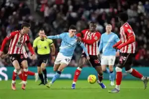Robin Roefs makes a save during the Sunderland vs Manchester City draw in English Premier League.