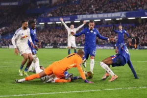 Chelsea and Leeds United players in action during a dramatic 2-2 Premier League draw at Stamford Bridge