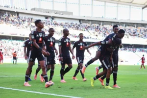 Orlando Pirates celebrate after beating Tshakhuma TTM 4-1 to advance to the Nedbank Cup Round of 16