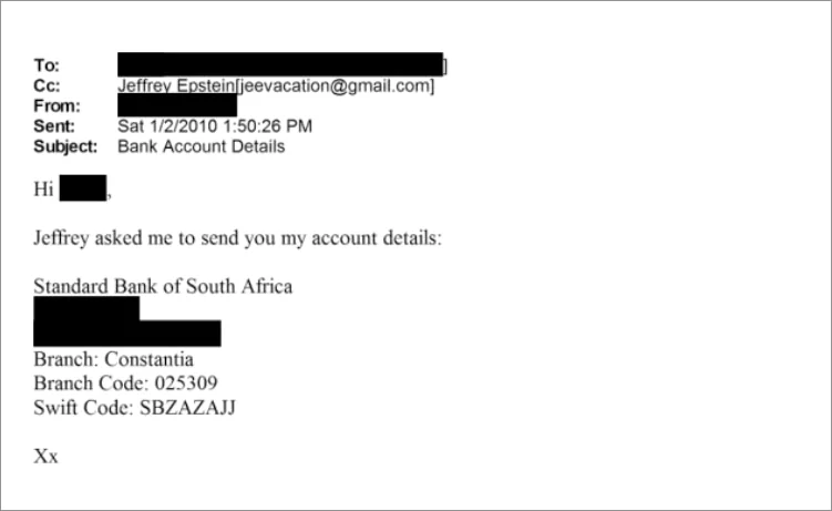 Standard Bank official emails regarding business in Gabon and Ivory Coast found in the Epstein Files.