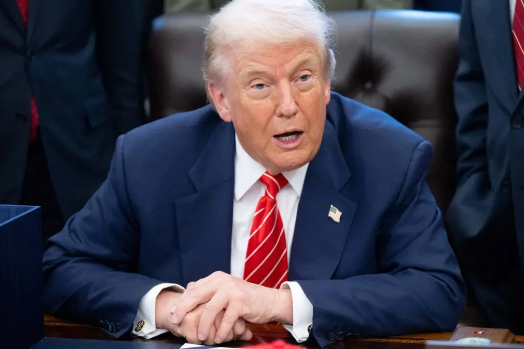 Donald Trump ignores a reporter's question about suing Trevor Noah after the 2026 Grammys dispute.