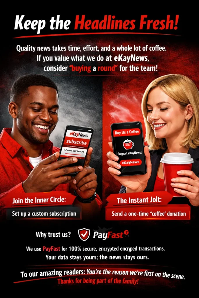 Two people supporting eKayNews, one subscribing online, one sending a virtual coffee donation