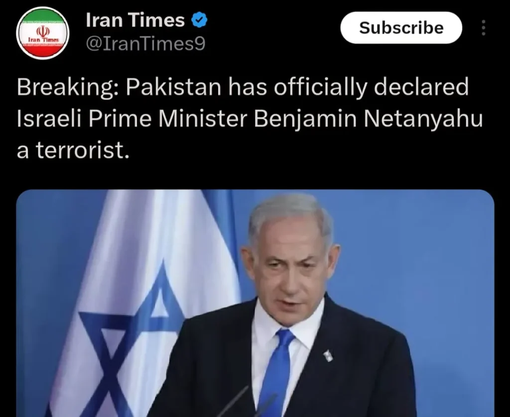 Pakistan officially declares Netanyahu a terrorist amid rising Israel–Gaza conflict tensions