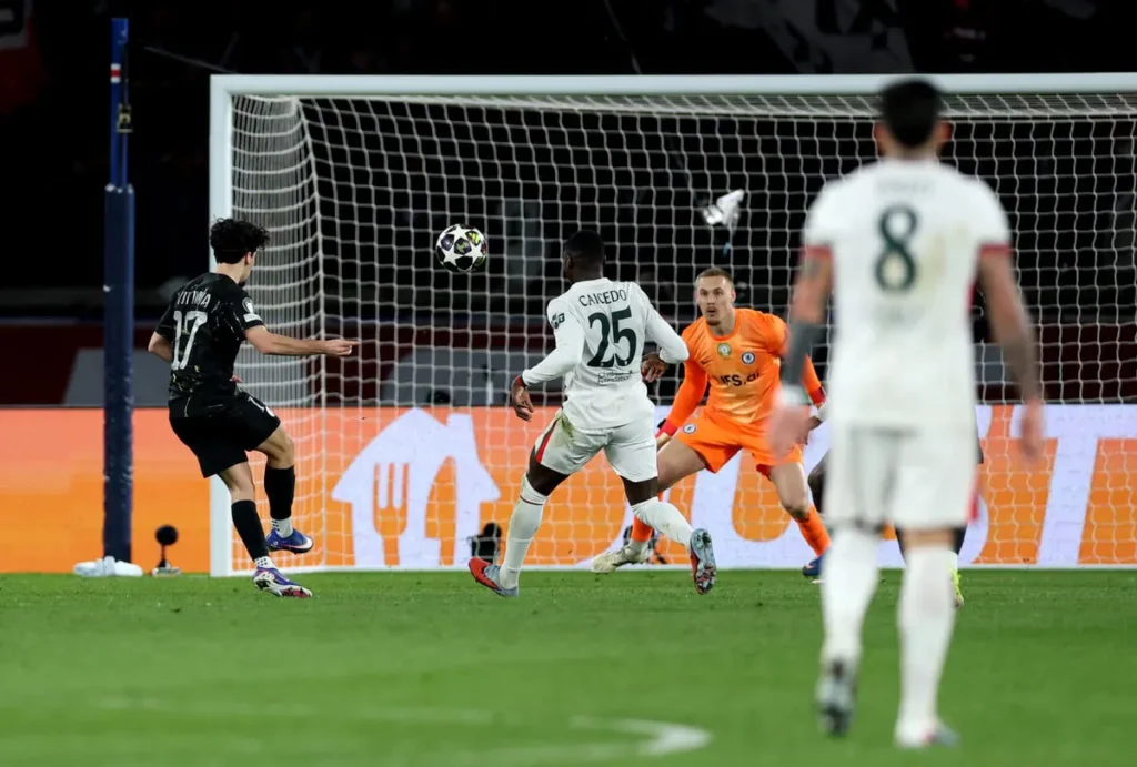 Khvicha Kvaratskhelia celebrates as PSG beat Chelsea 5-2 in Champions League last-16 first leg clash