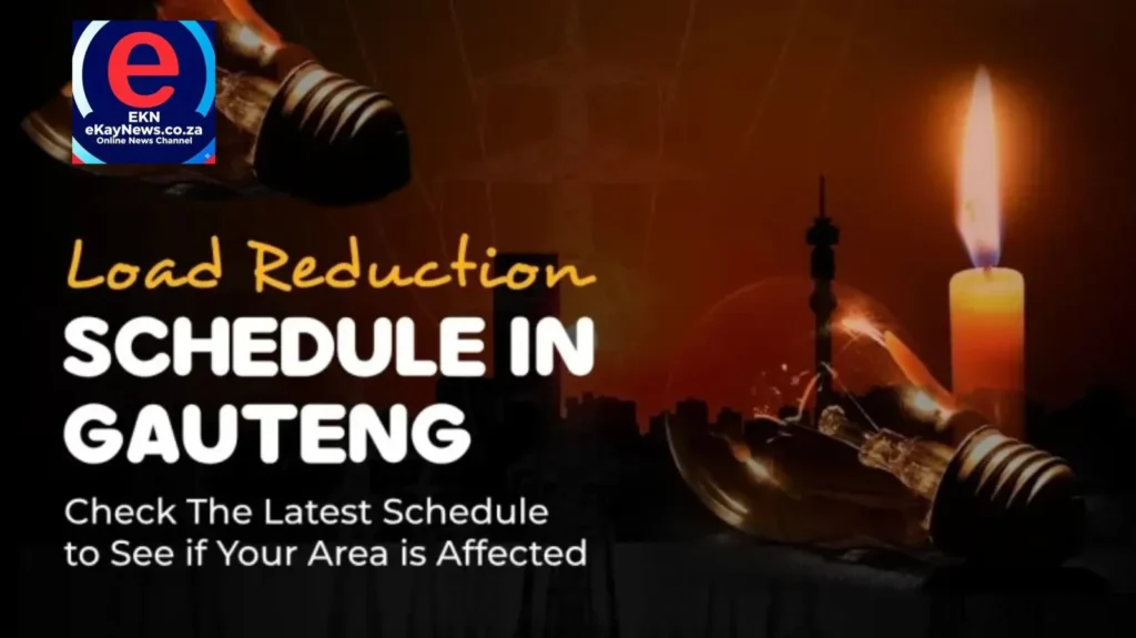 Gauteng power outages April 2026 showing load reduction schedule for affected communities