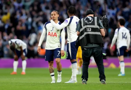 Tottenham players disappointed after 2-2 draw with Brighton in Premier League relegation battle