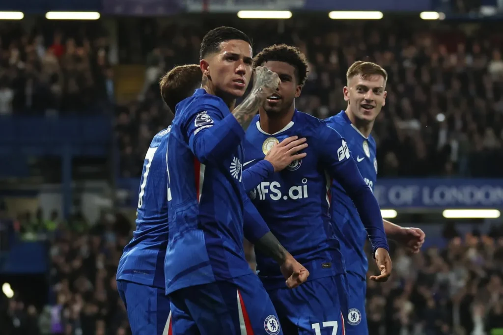 Chelsea beat Tottenham 2-1 in Premier League Enzo Fernandez celebrating as Chelsea beat Tottenham 2-1 in Premier League match at Stamford Bridge.