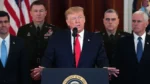 Donald Trump speaking at a Florida event about the Iran peace deal and seized cargo ship.