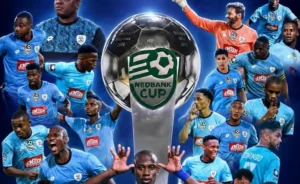 Durban City players celebrate winning the 2026 Nedbank Cup against TS Galaxy.