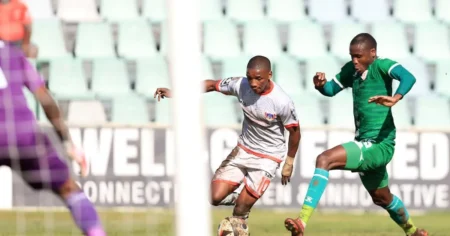 Sekhukhune United players celebrate a goal against Chippa United in the Betway Premiership.