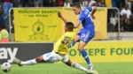 Mamelodi Sundowns players dejected after 3-2 defeat to TS Galaxy at Mbombela Stadium.