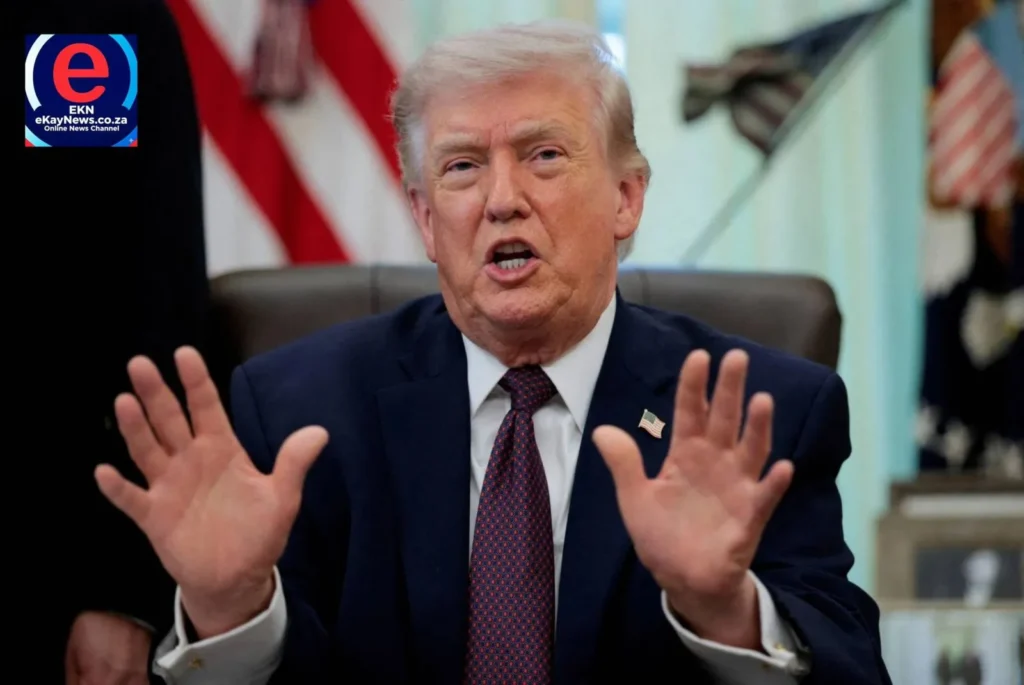 US President Donald Trump speaks to reporters at Joint Base Andrews about Iran peace proposals.