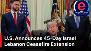 Smoke rises from southern Lebanon as US announces 45-day extension of Israel-Lebanon ceasefire.