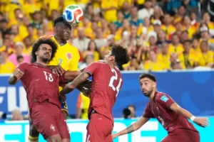 Colombia celebrate finishing top of Group K after a hard-fought 0-0 draw against Portugal at World Cup 2026