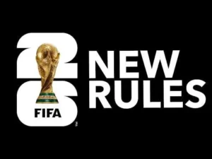 Players compete during a match as FIFA introduces new rules for the 2026 World Cup tournament