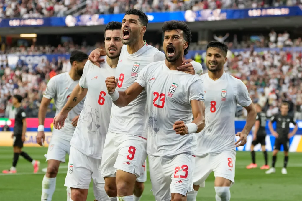 Shojae Khalilzadeh reacts after VAR disallows Iran's late goal against Egypt at World Cup 2026.