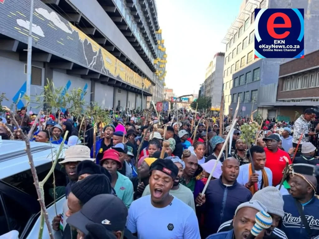 Police confront protesters during violent demonstrations in Johannesburg as unrest spreads across the city.