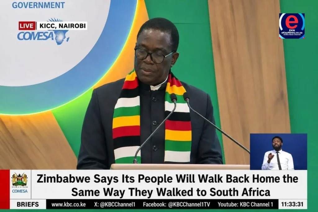 Zimbabwean migrants at a border crossing amid debates over repatriation from South Africa