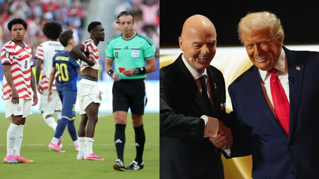 Folarin Balogun during the FIFA World Cup 2026 after UEFA criticized FIFA over reversing his automatic red card suspension.