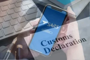 Traveller completes the new mandatory SARS online customs declaration before travelling from South Africa.