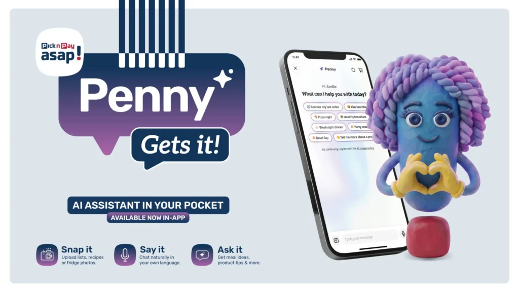 Penny AI shopper powered by Google Gemini AI helps Pick n Pay ASAP customers shop using voice and text.