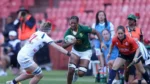 Springbok Women celebrate their 34-21 victory over the USA at Ellis Park in Johannesburg.