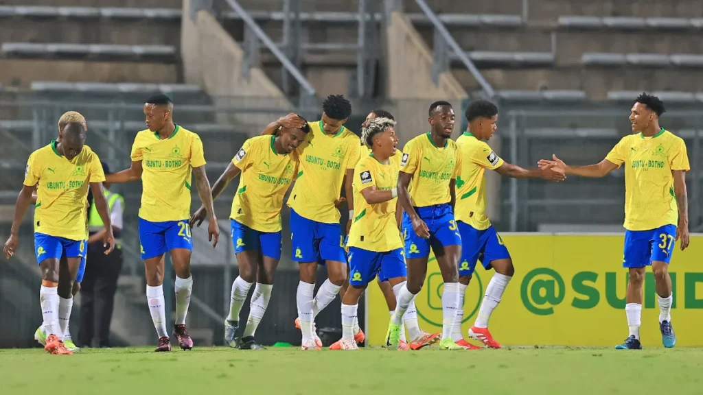 Mamelodi Sundowns players in action against Hertha Berlin during pre-season match in Austria training camp