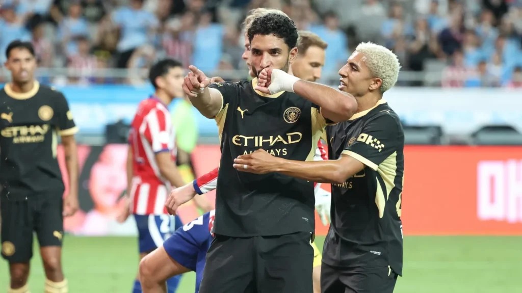 Man City impressed in a 3-1 friendly win over Atletico Madrid Manchester City players celebrate their 3-1 friendly win over Atletico Madrid in Seoul under Maresca